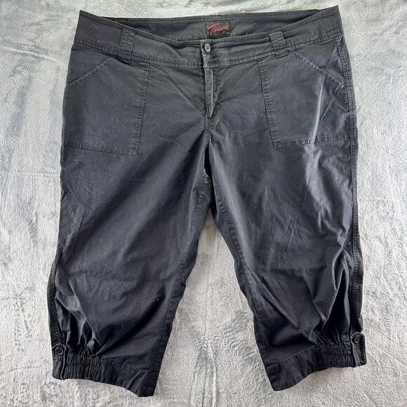 torrid Pants - Torrid Crop Pants Size 22 Womens Plus Black Straight Elastic Cuff Ankle Pockets